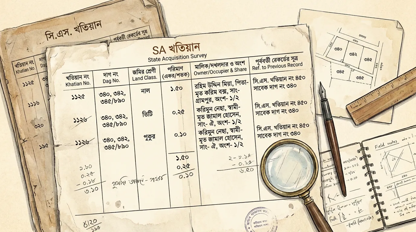 SA খতিয়ানের নমুনা